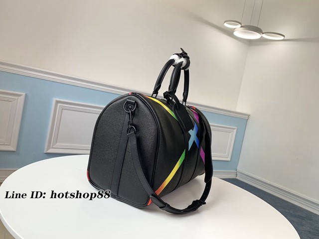 路易威登LV旅行包 LV新款彩虹旅行袋 keepall 50手袋 M30345 LV男士手提肩背旅行包 xxlv1885